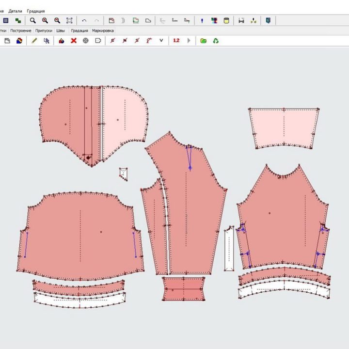 2D patterns for a hoodie with a complex sleeve